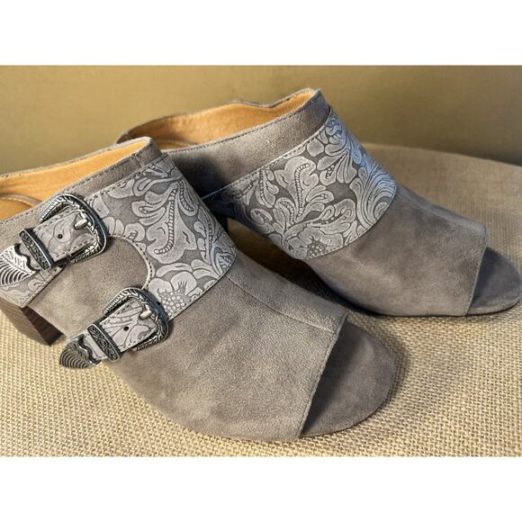 Yellow Box Sayda Taupe Gray Slides Mules with Buckles--Women's Size 10 - Picture 13 of 16